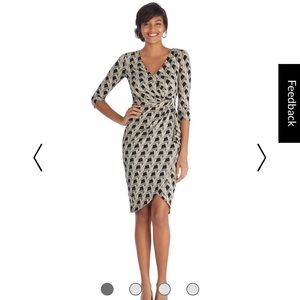 3/4 SLEEVE PRINTED TULIP WRAP DRESS